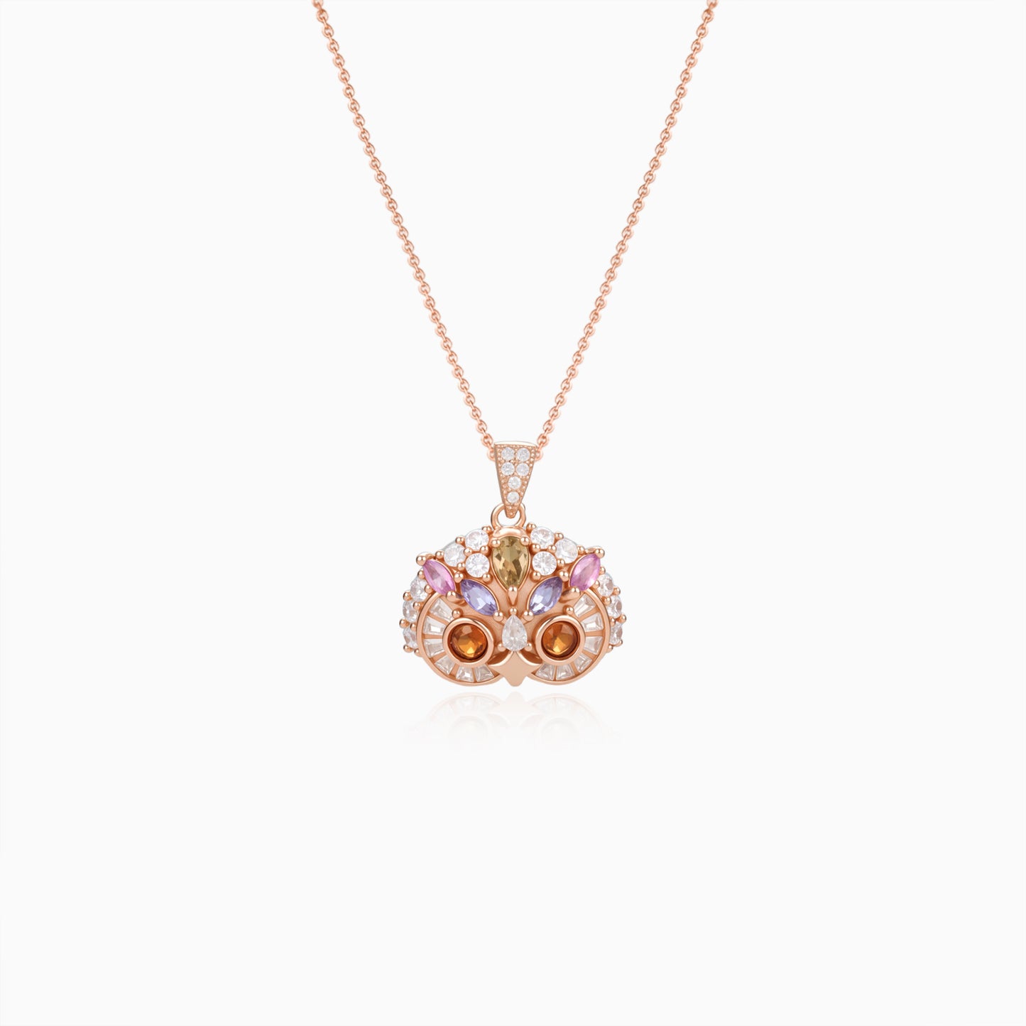 Cute Owl Garnet Pendant
