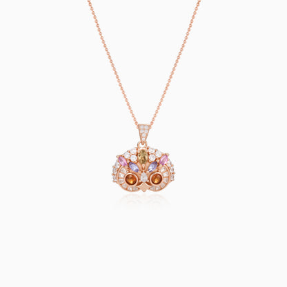 Cute Owl Garnet Pendant