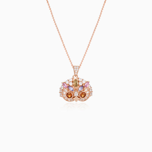 Cute Owl Garnet Pendant