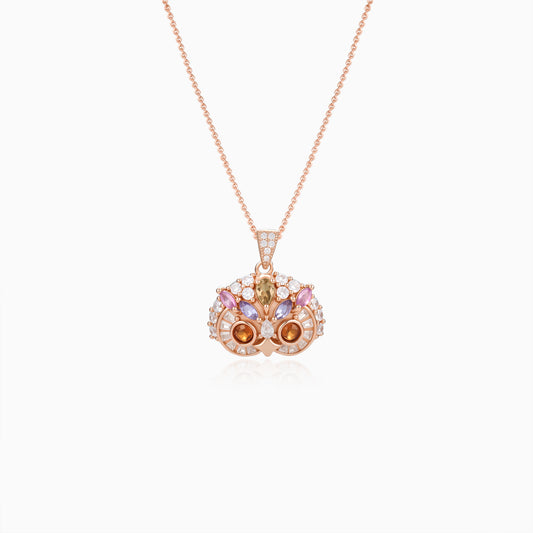 Cute Owl Garnet Pendant