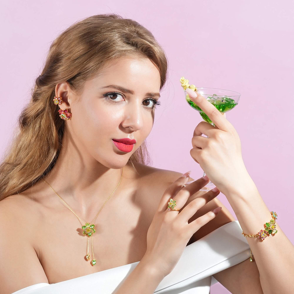 Petal Bloom Earrings With Ear Cuff