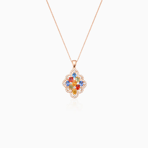 Multicolor Cluster Sapphire Pendant