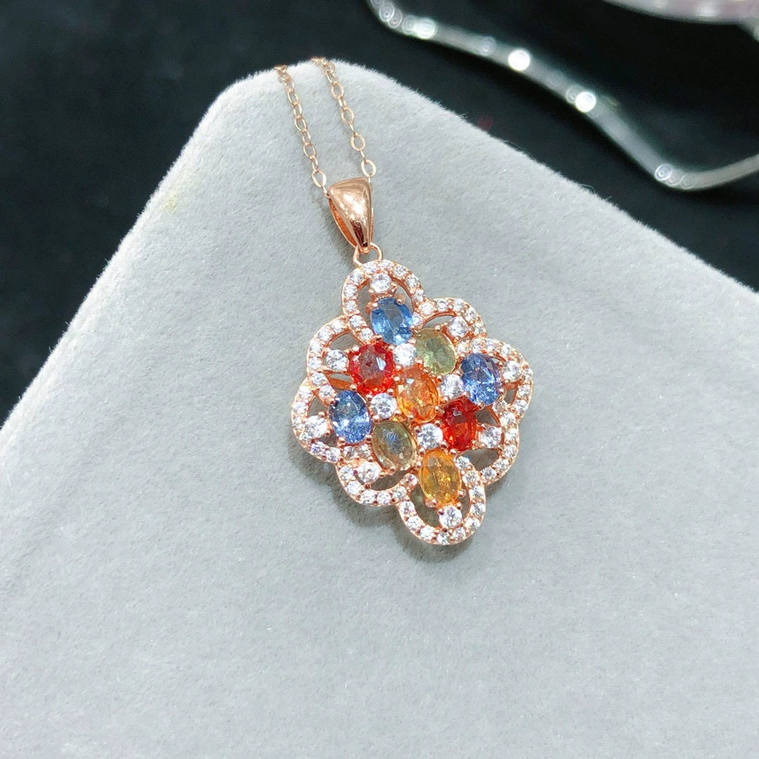 Multicolor Cluster Sapphire Pendant