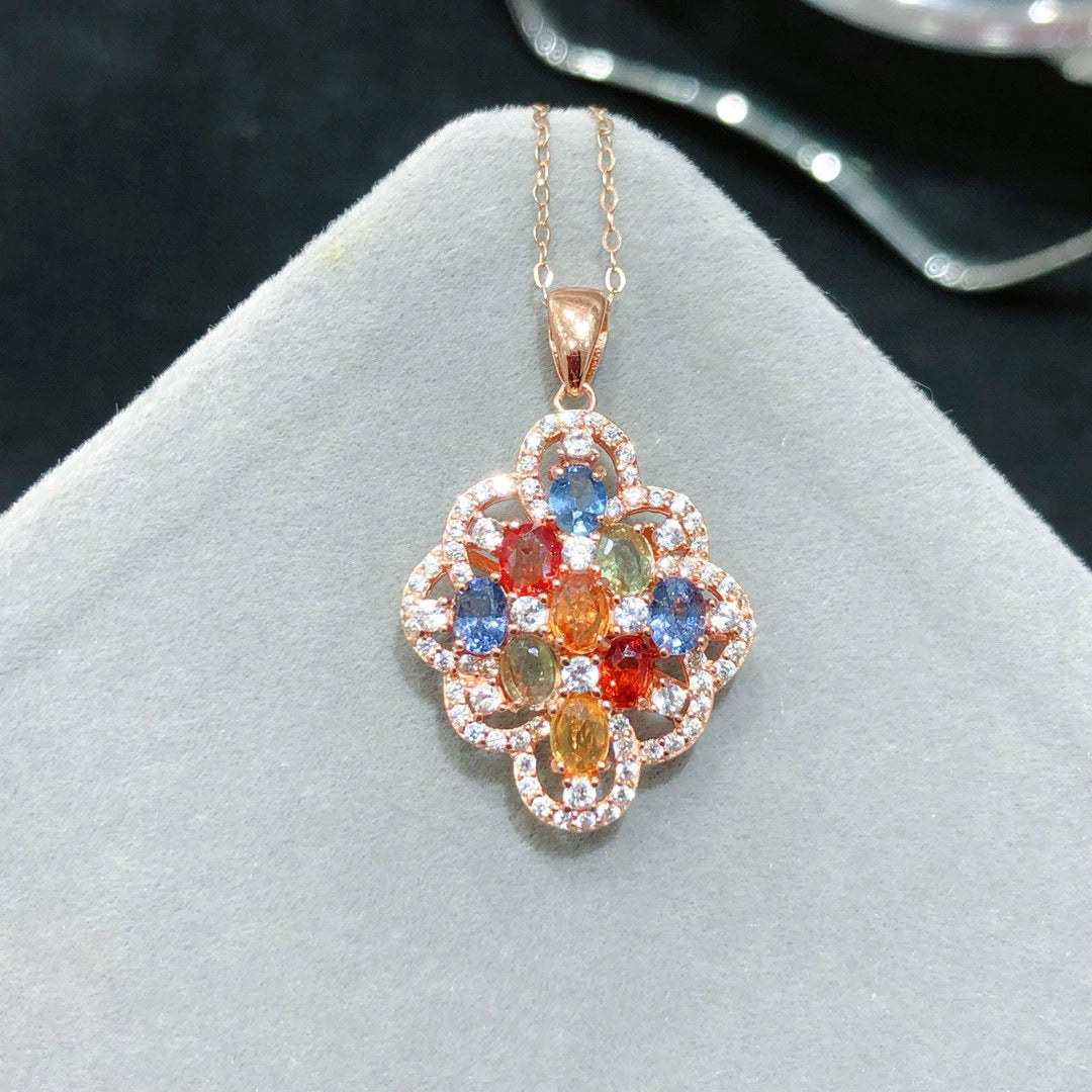 Multicolor Cluster Sapphire Pendant