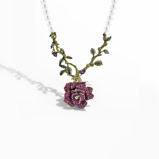 Romance Rose Pearls Necklace
