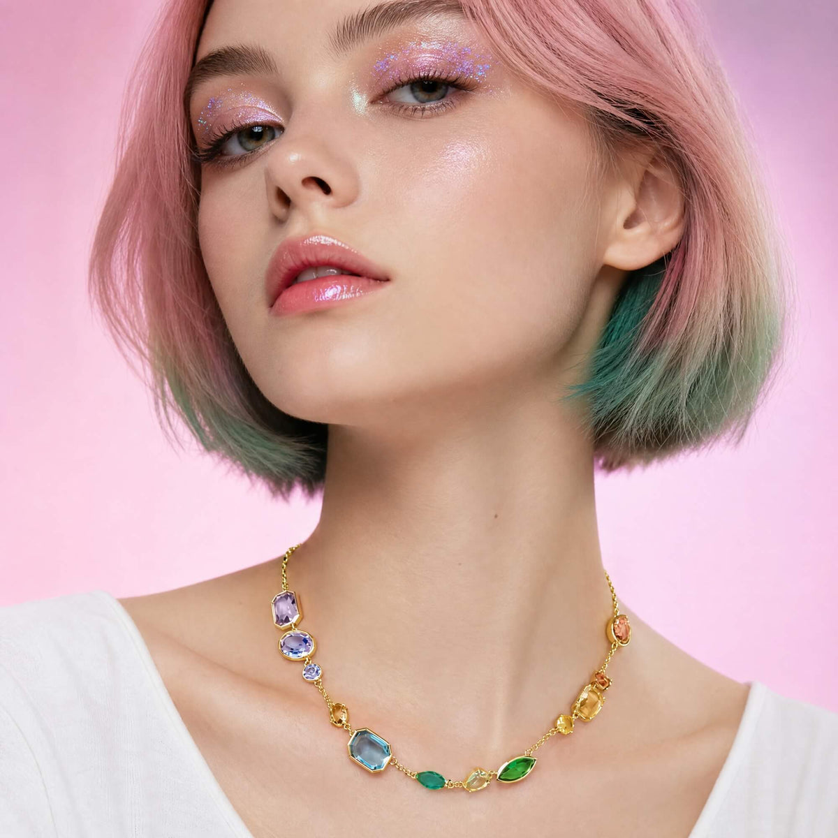 Aurora Cascade Gemline Necklace