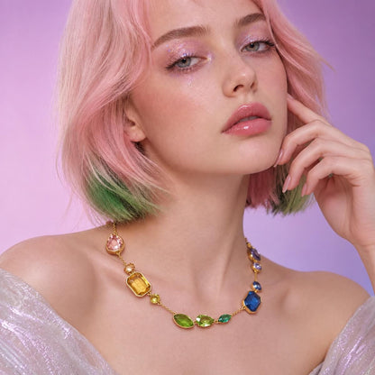 Aurora Cascade Gemline Necklace -- Plus