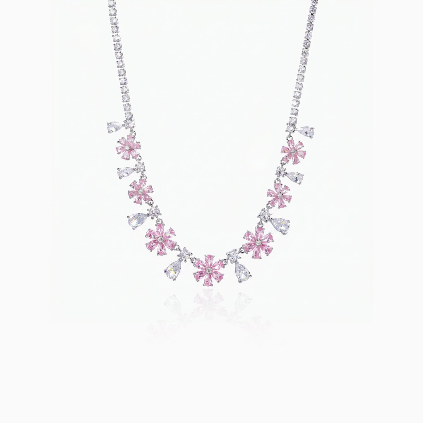 Pink Cluster Drop Necklace