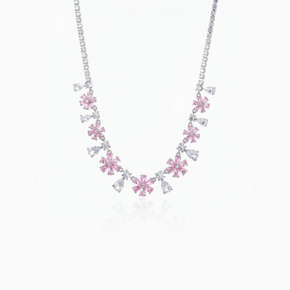 Pink Cluster Drop Necklace