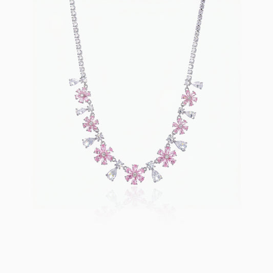 Pink Cluster Drop Necklace
