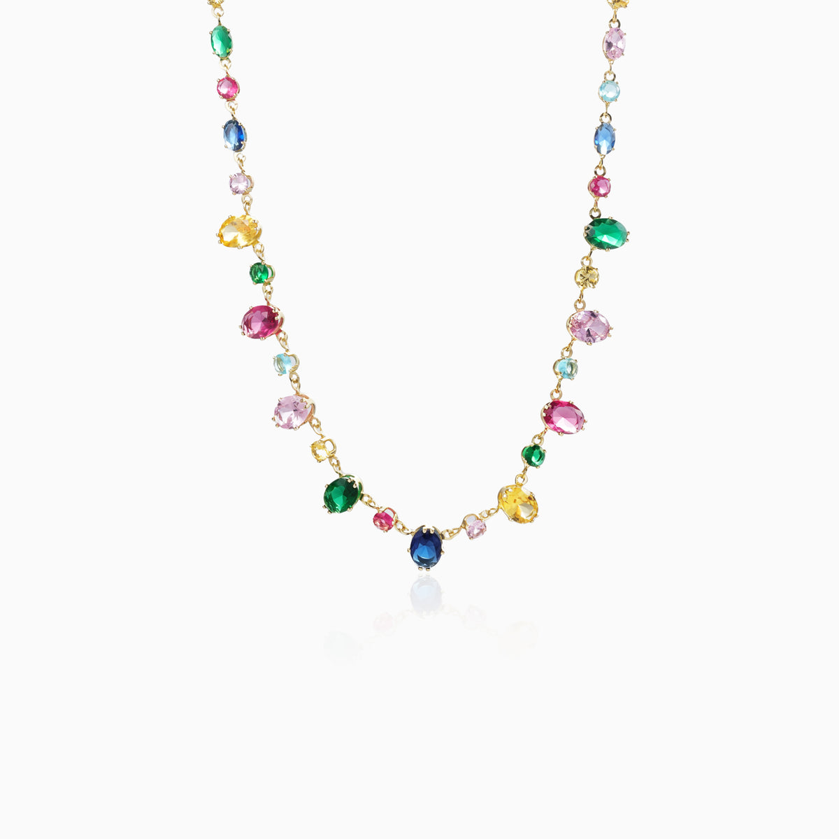 Multi-color Mixed Oval Necklace