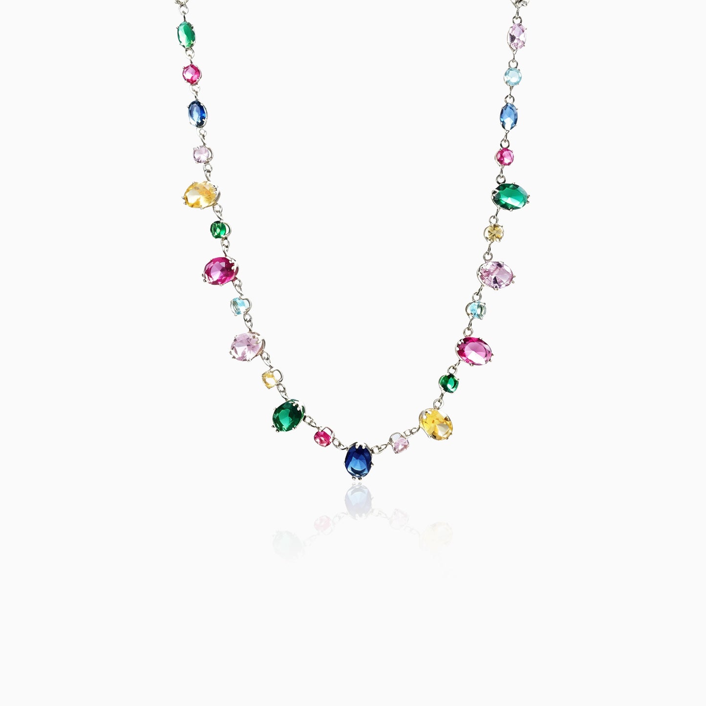 Multi-color Mixed Oval Necklace
