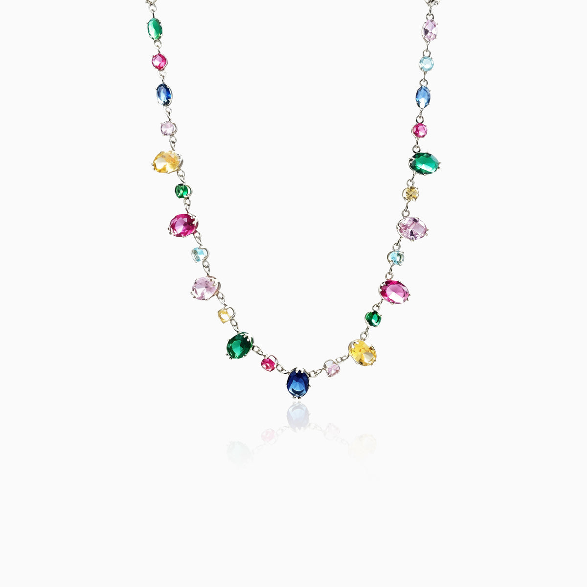 Multi-color Mixed Oval Necklace