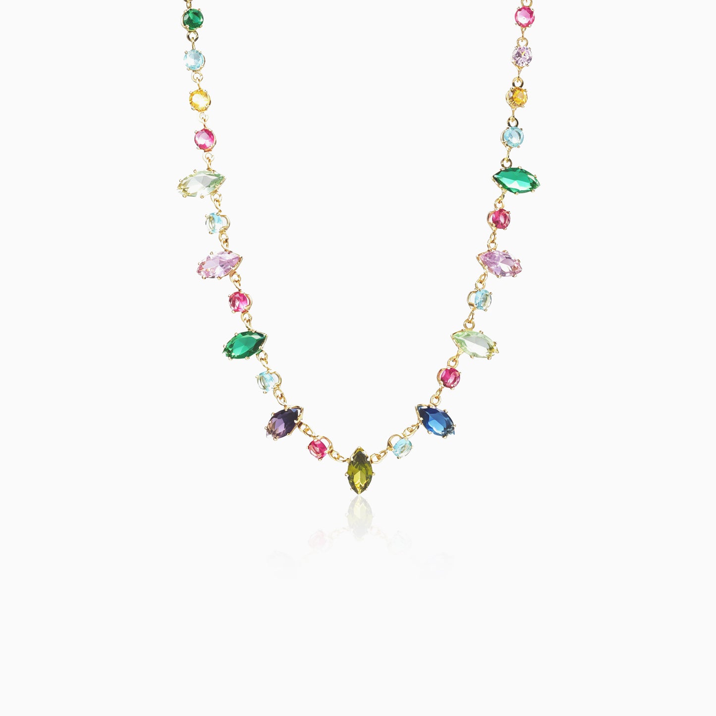 Multi-color Mixed Marquise Necklace
