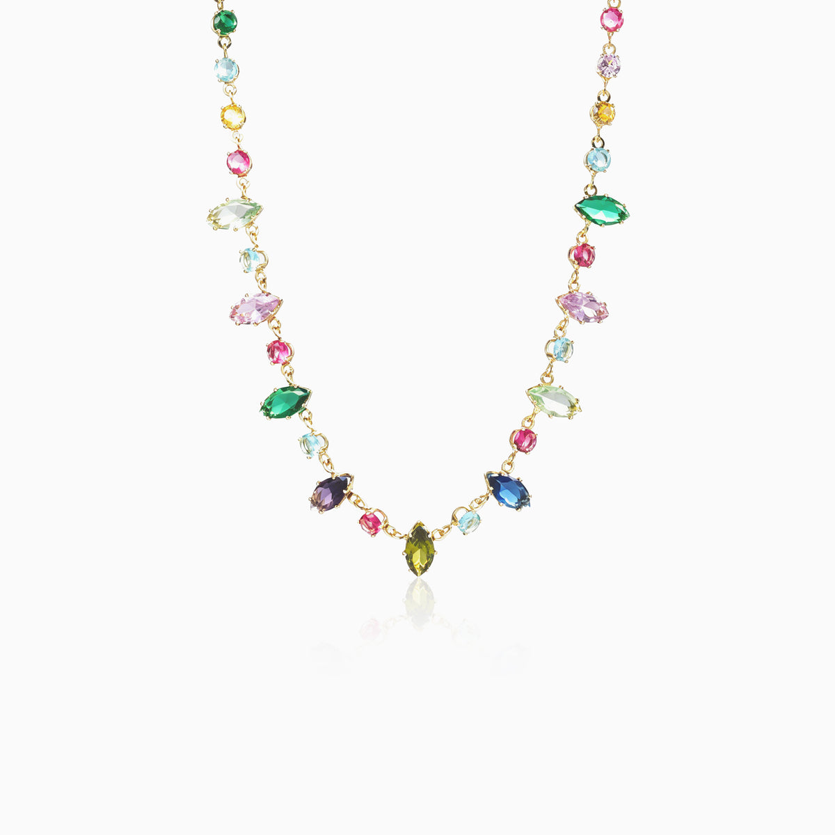 Multi-color Mixed Marquise Necklace
