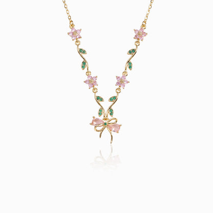 Delicate Floral Bow Necklace