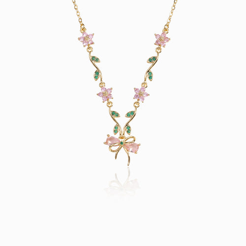 Delicate Floral Bow Necklace