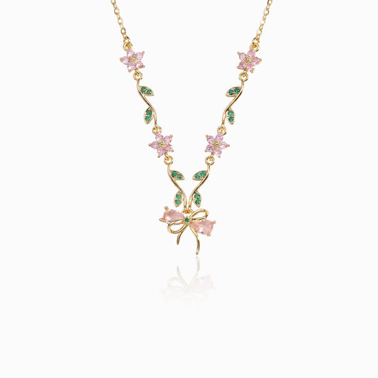 Delicate Floral Bow Necklace