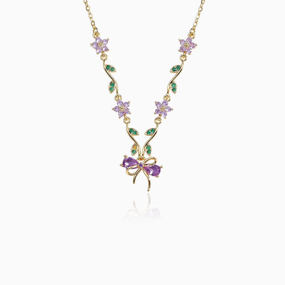 Delicate Floral Bow Necklace