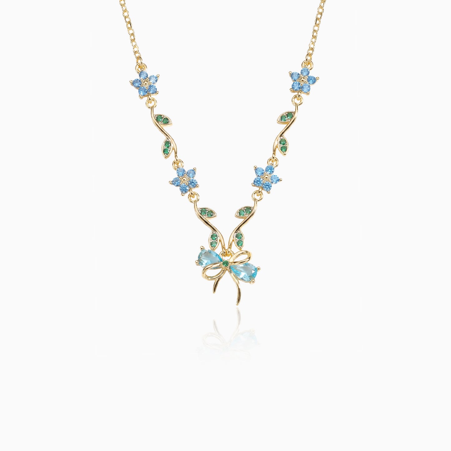 Delicate Floral Bow Necklace