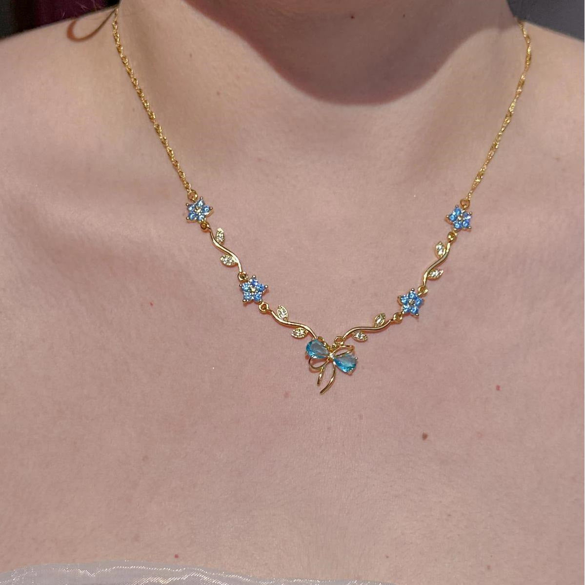Delicate Floral Bow Necklace