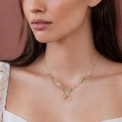 Delicate Floral Bow Necklace