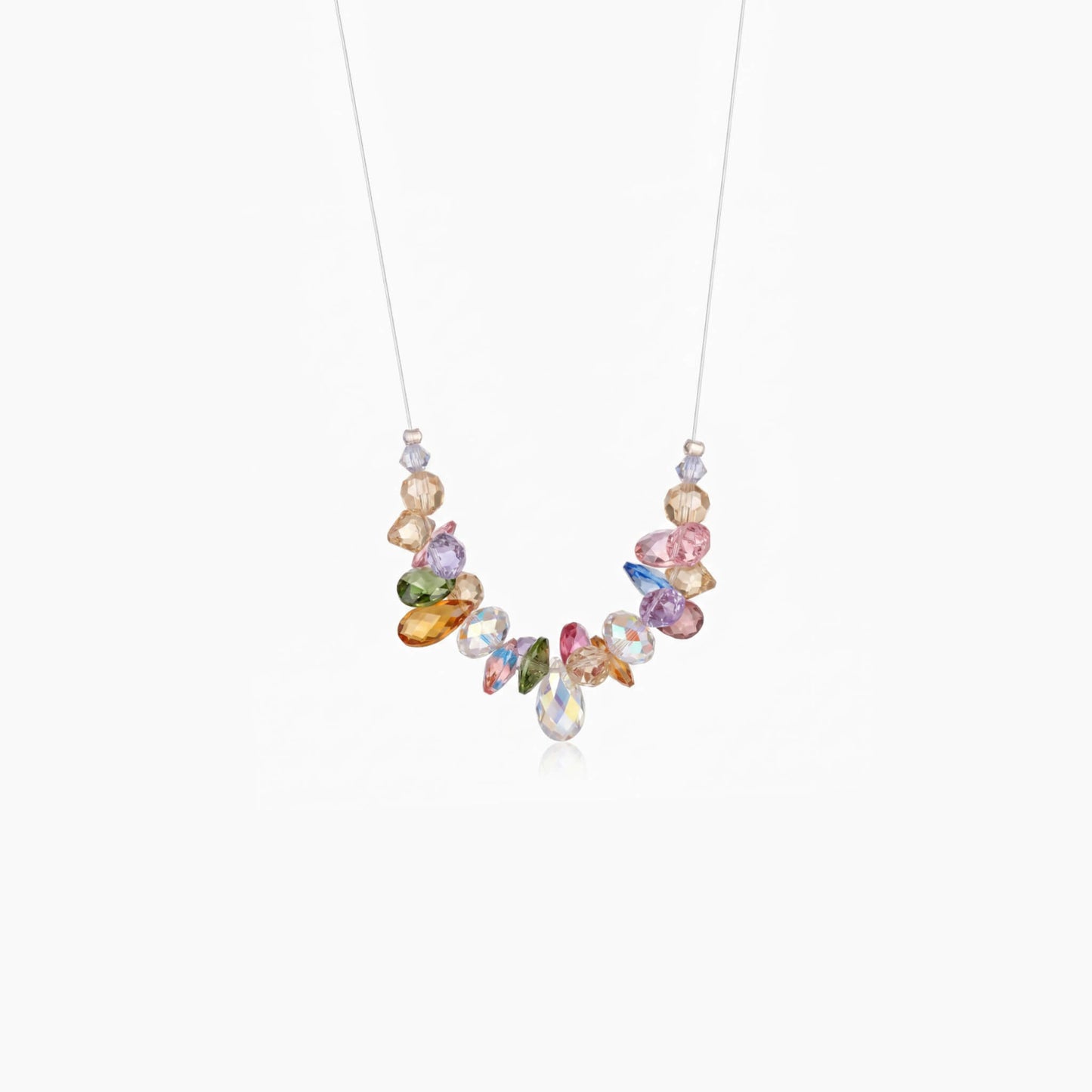 Multi-color Crystal Cluster Drop Necklace