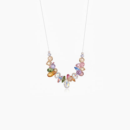 Multi-color Crystal Cluster Drop Necklace