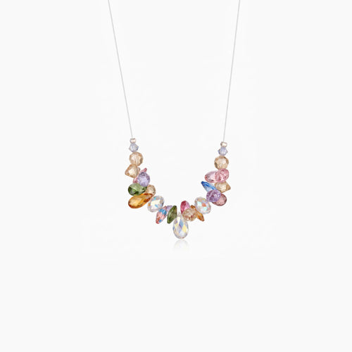 Multi-color Crystal Cluster Drop Necklace