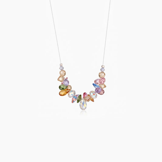 Multi-color Crystal Cluster Drop Necklace