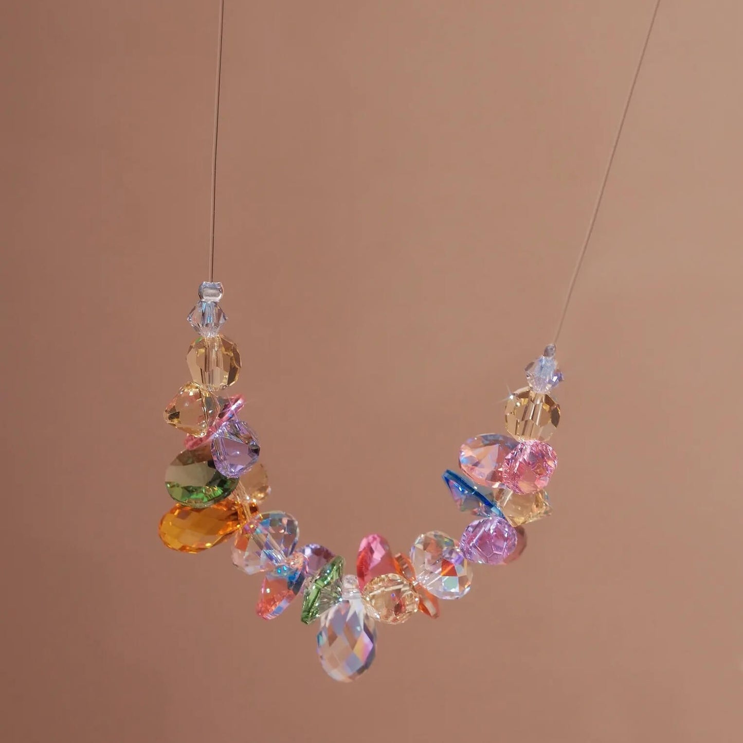 Multi-color Crystal Cluster Drop Necklace