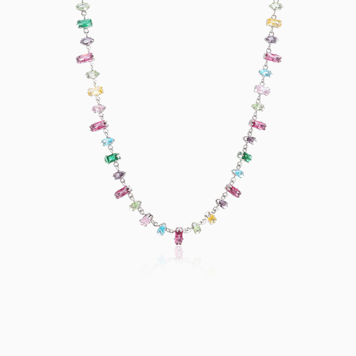 Multi-color Mixed Rectangle Necklace