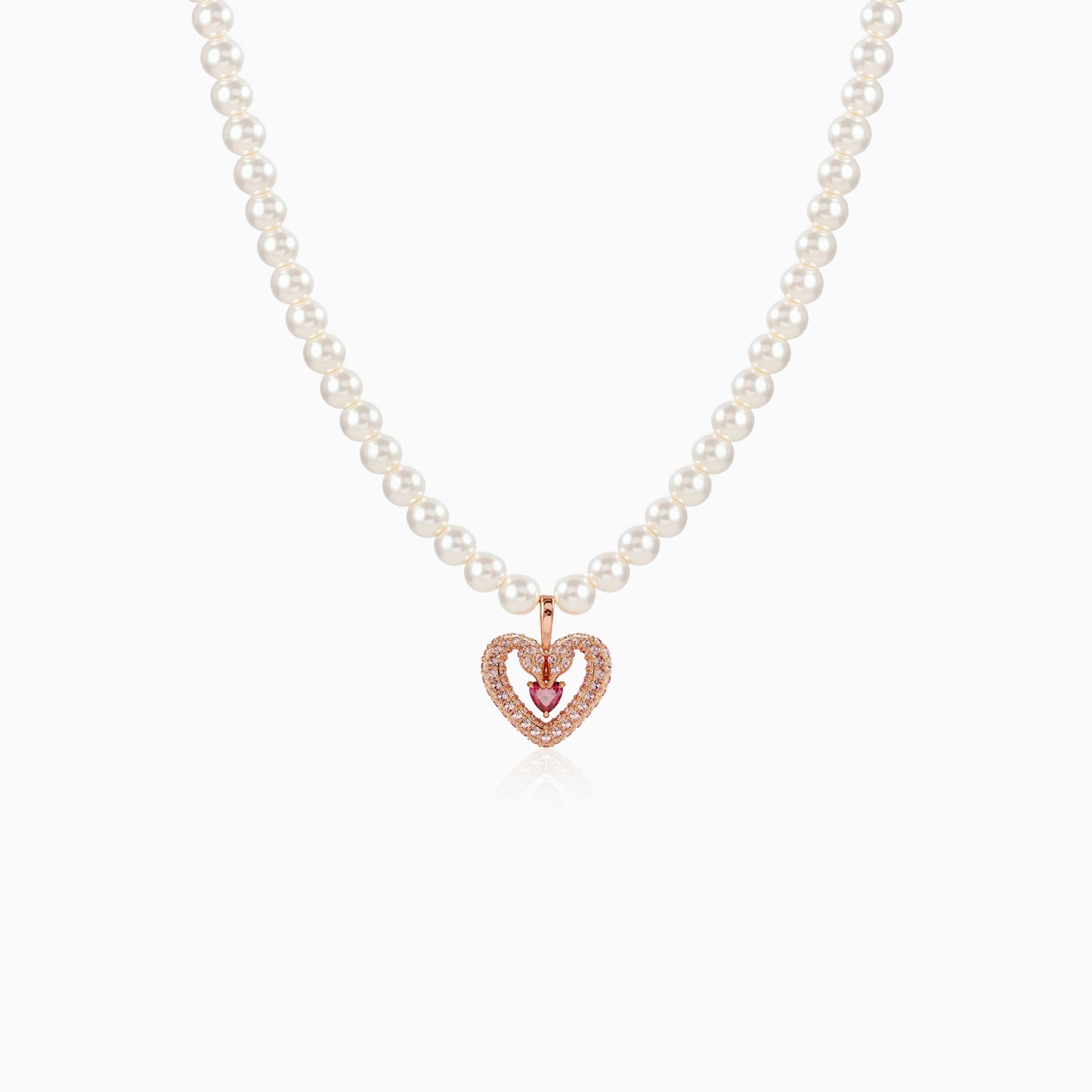 Sparking Heart Pearls Necklace