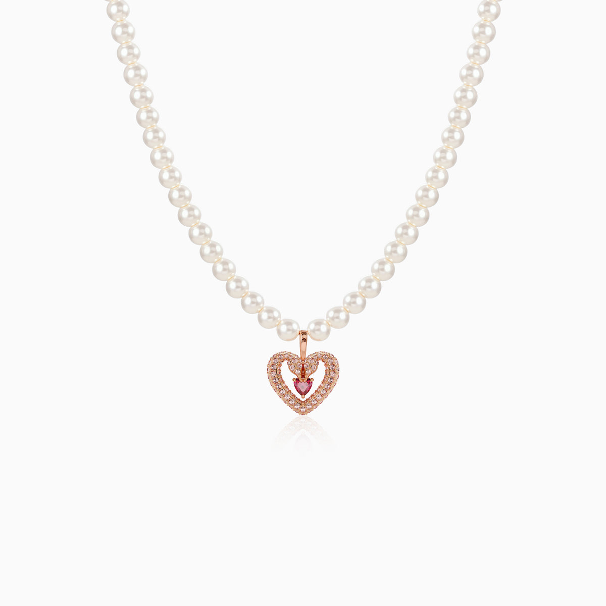 Sparking Heart Pearls Necklace