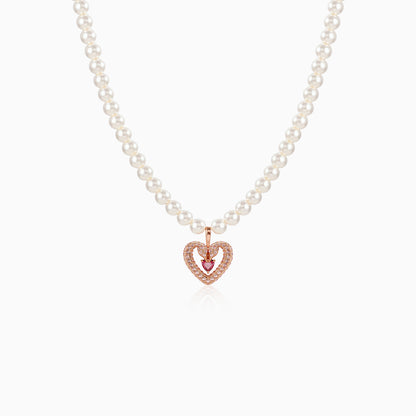Sparking Heart Pearls Necklace