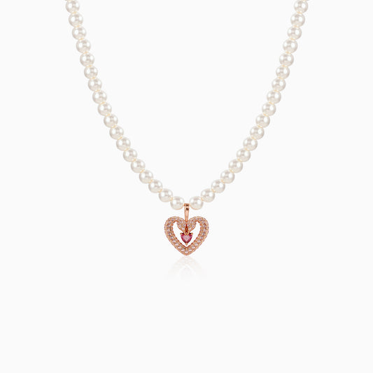 Sparking Heart Pearls Necklace