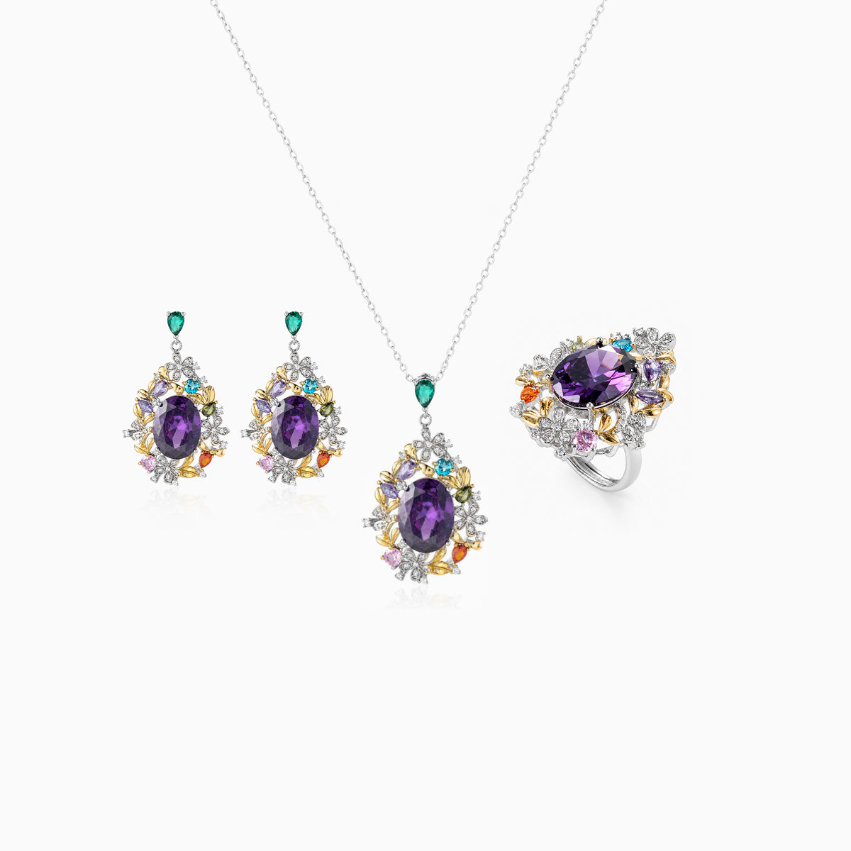 Violet Floral Bloom Ring