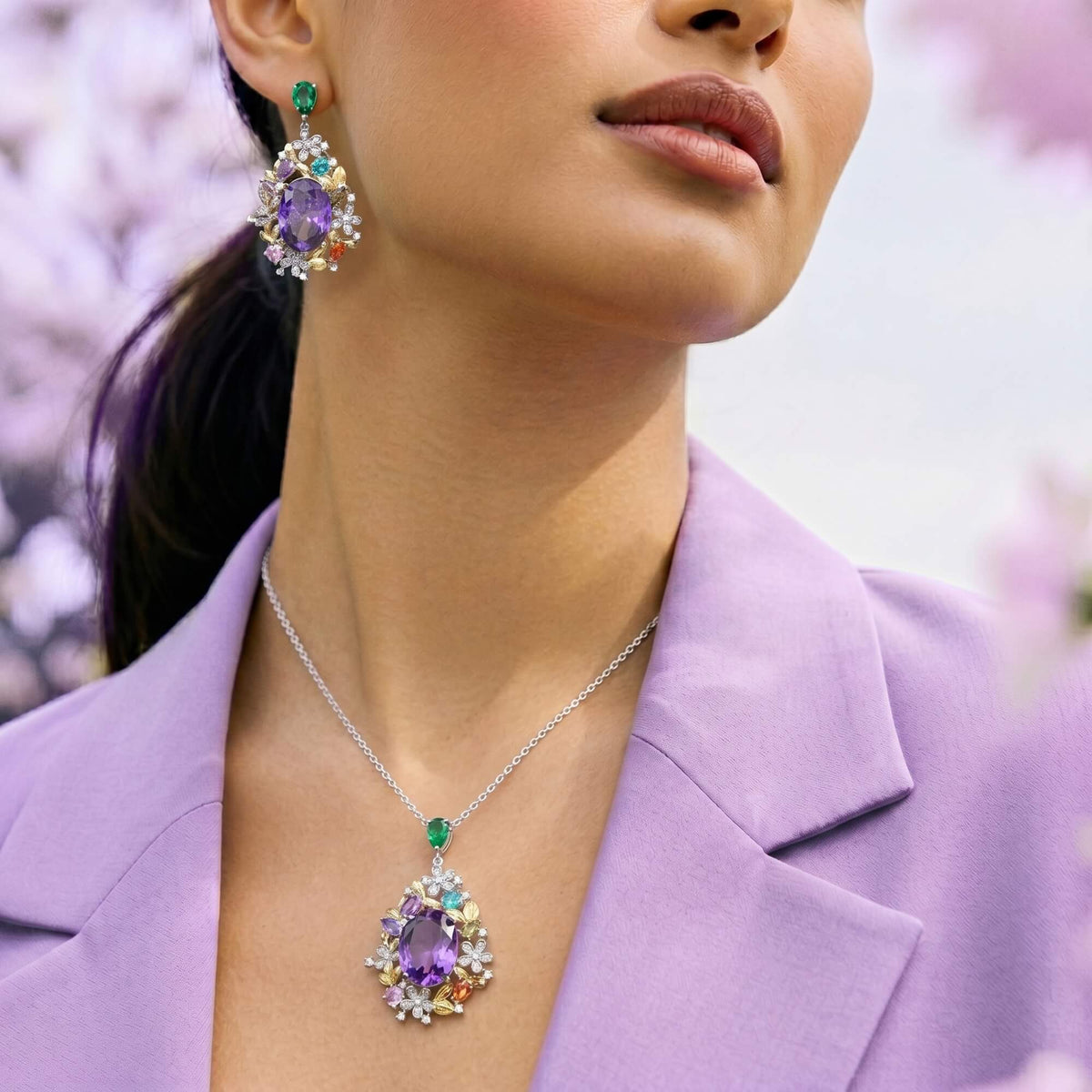Violet Floral Bloom Pendant