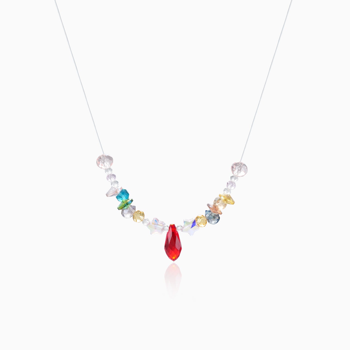 Multi-color Crystal Cluster Drop Necklace
