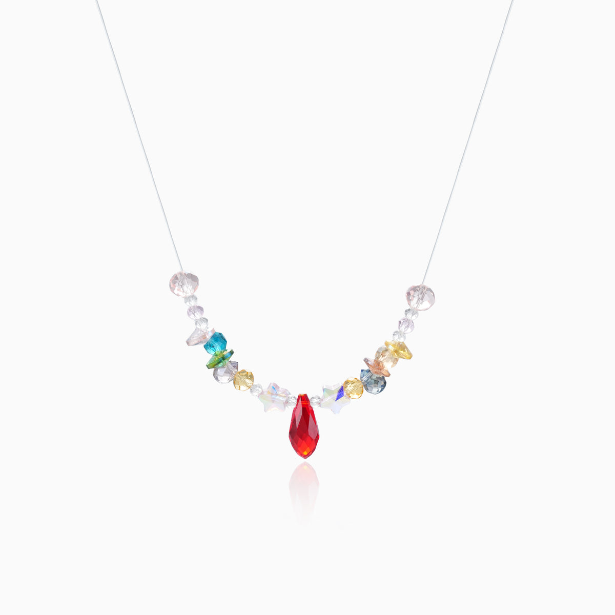 Multi-color Crystal Cluster Drop Necklace