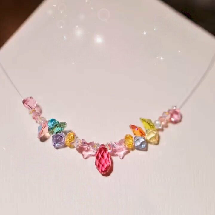 Multi-color Crystal Cluster Drop Necklace
