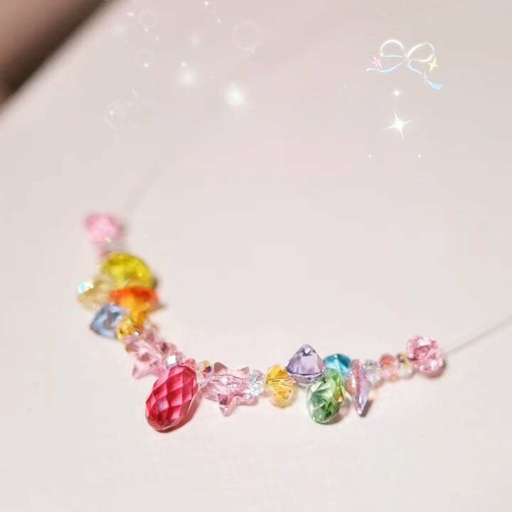 Multi-color Crystal Cluster Drop Necklace