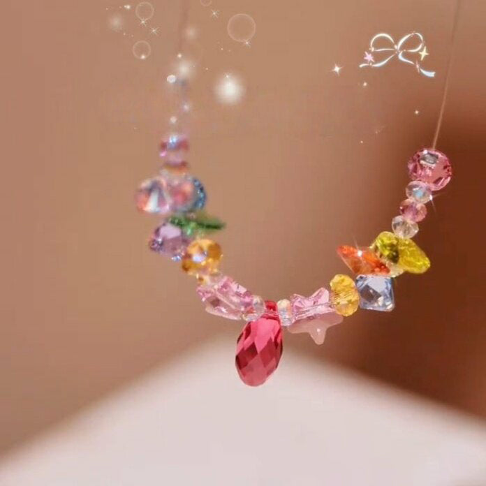 Multi-color Crystal Cluster Drop Necklace