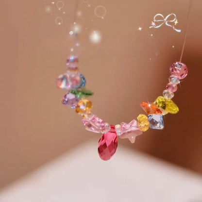 Multi-color Crystal Cluster Drop Necklace