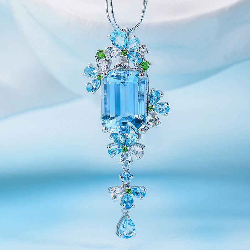 Ice Blue Floral Necklace