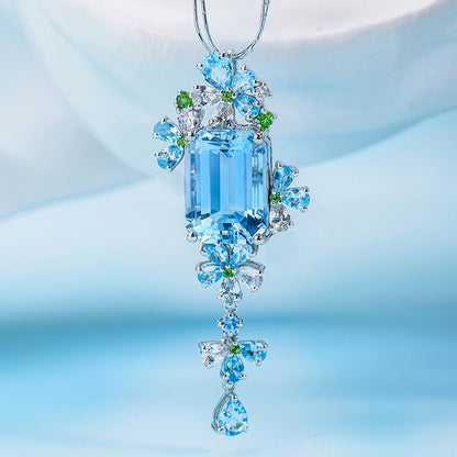 Ice Blue Floral Necklace