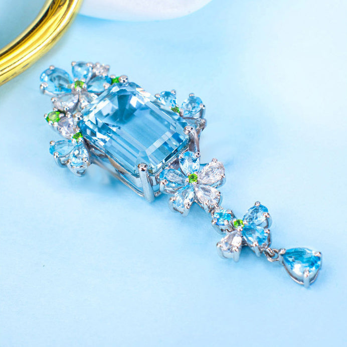 Ice Blue Floral Necklace