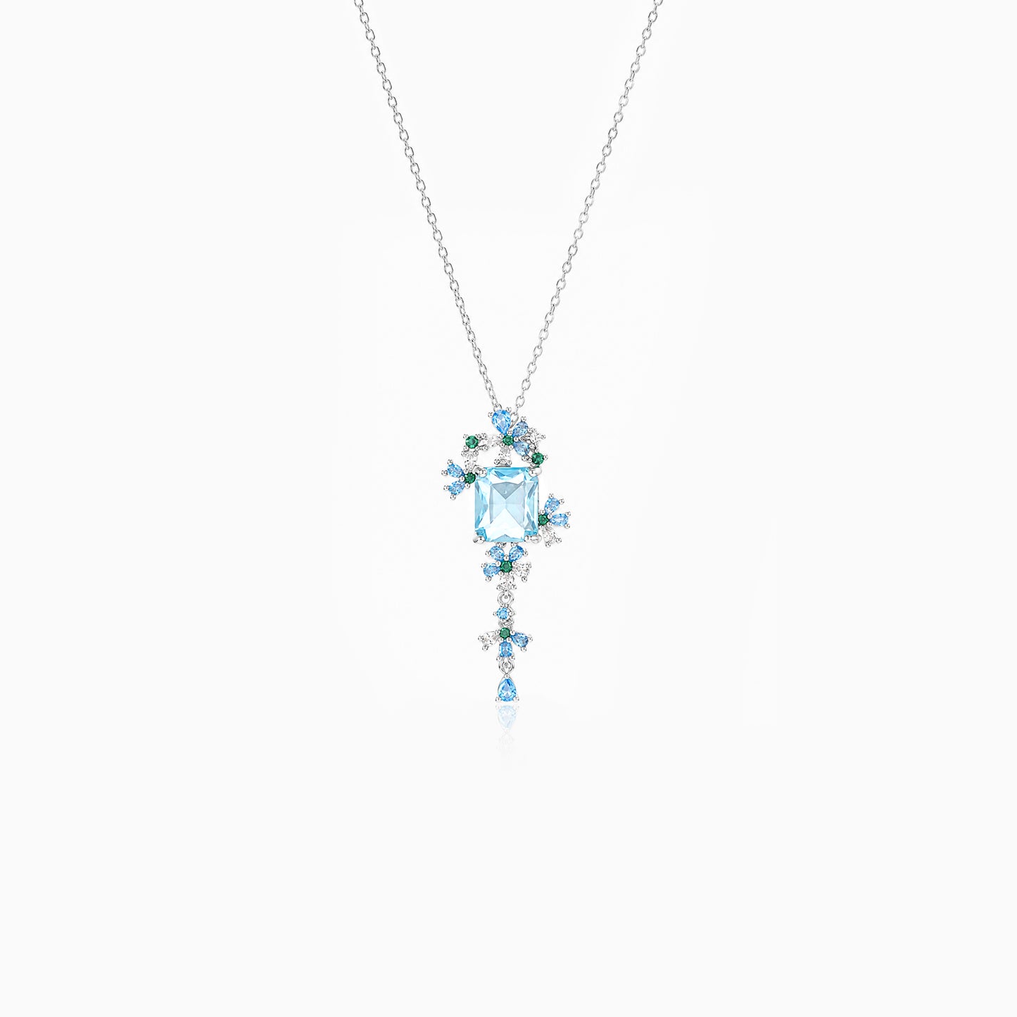 Ice Blue Floral Necklace