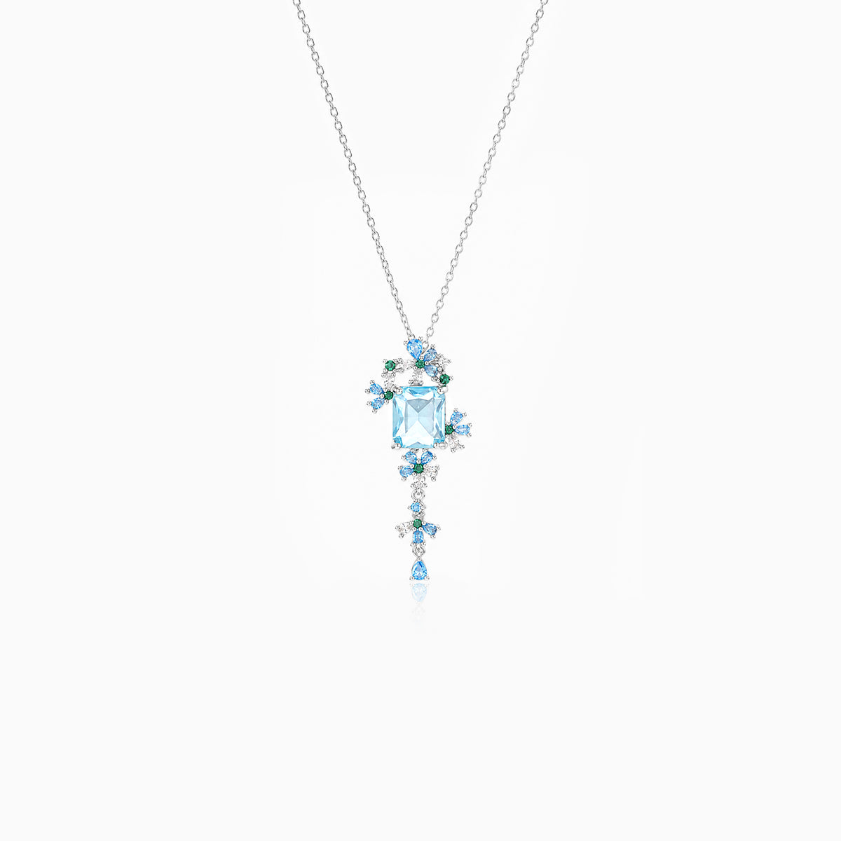 Ice Blue Floral Necklace