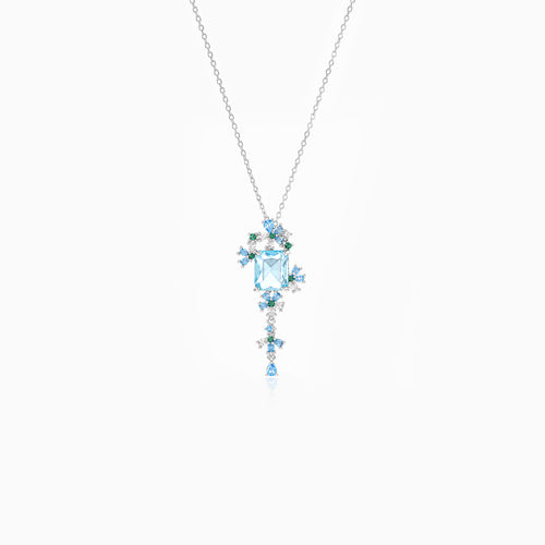 Ice Blue Floral Necklace